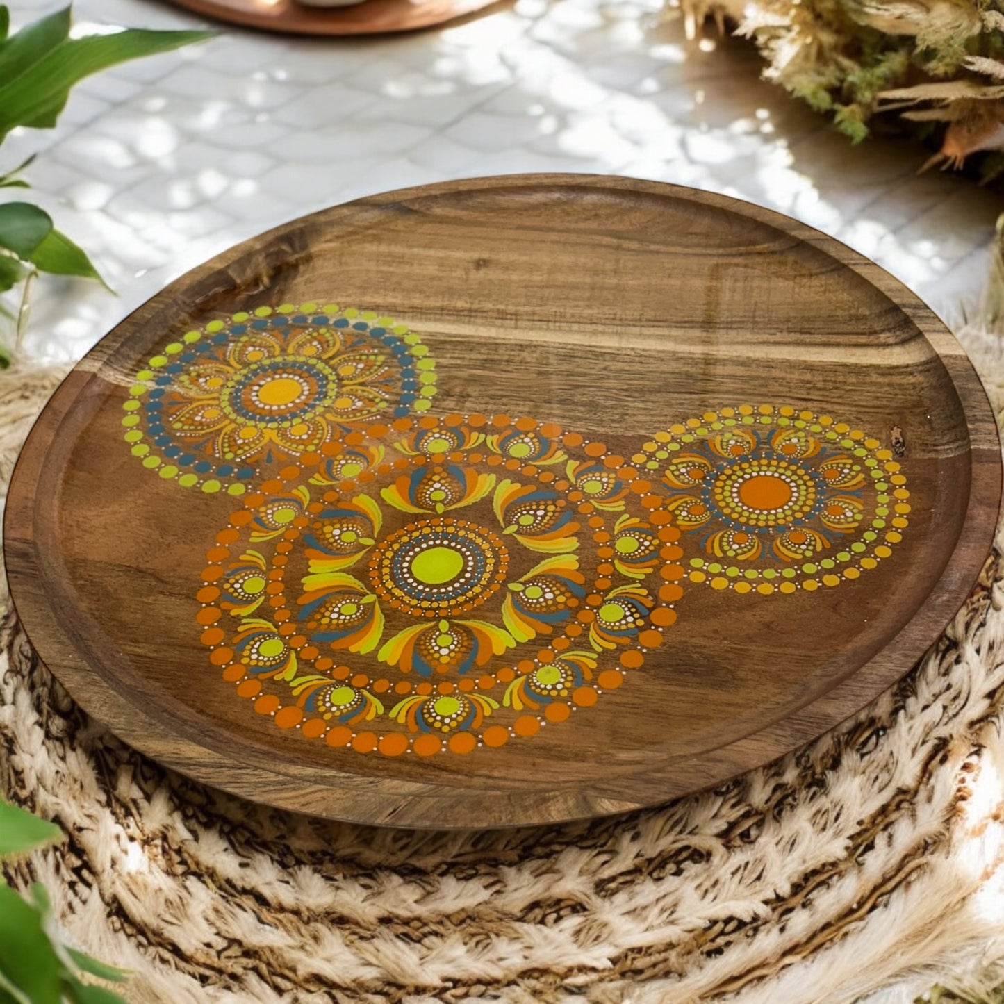 Acacia Tray, Serving Tray, Cheese Board, Round Tray