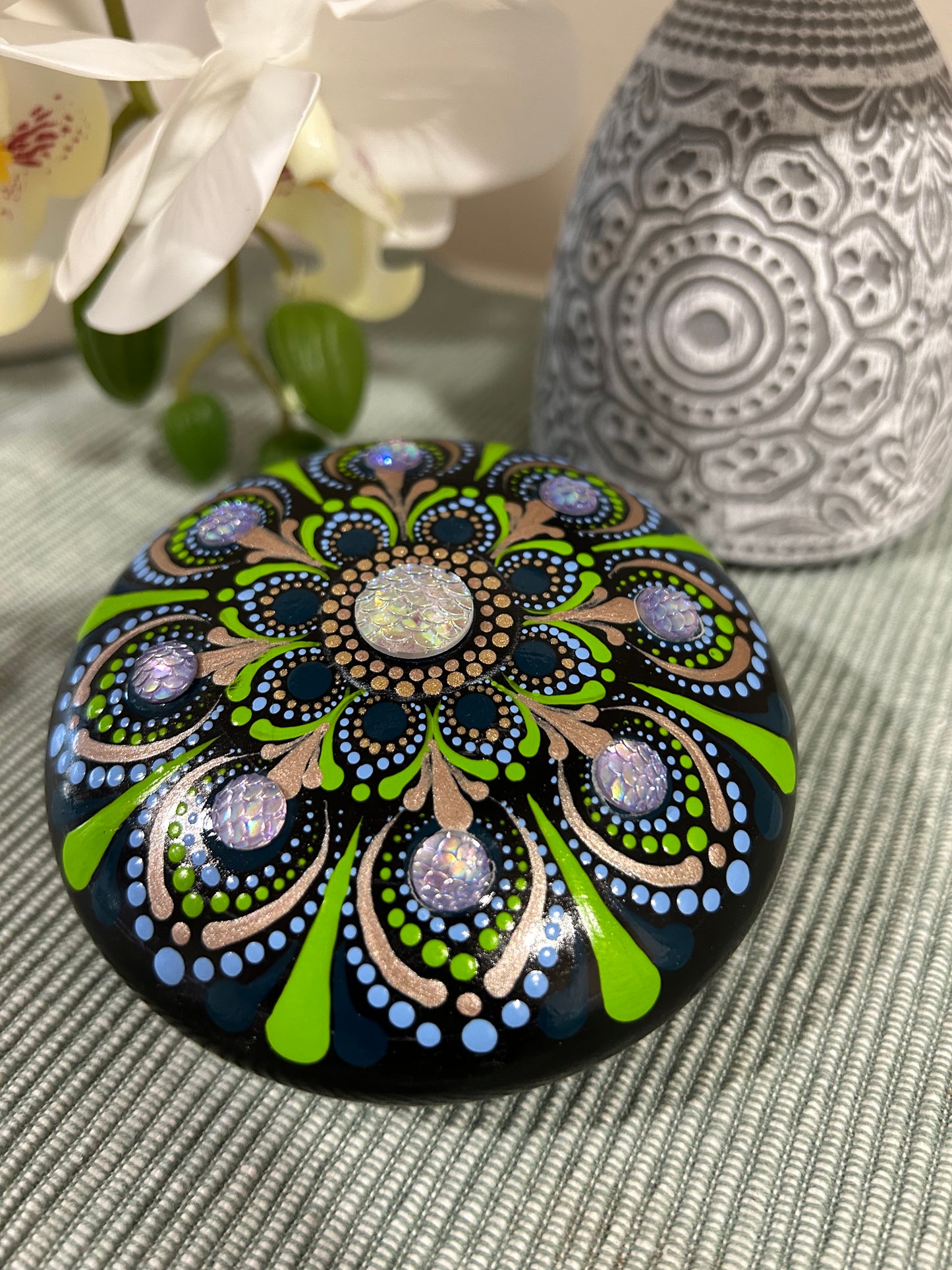 Hand-Painted Worry Stone for Meditation