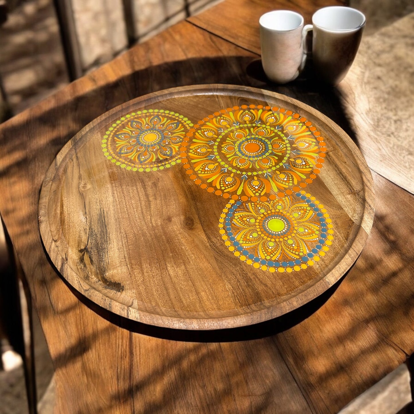 Acacia Tray, Serving Tray, Cheese Board, Round Tray