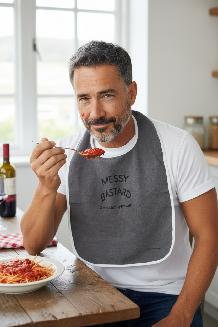 Funny Adult Bib, Adult Bib, Adult Feeder - 'Messy Bastard'