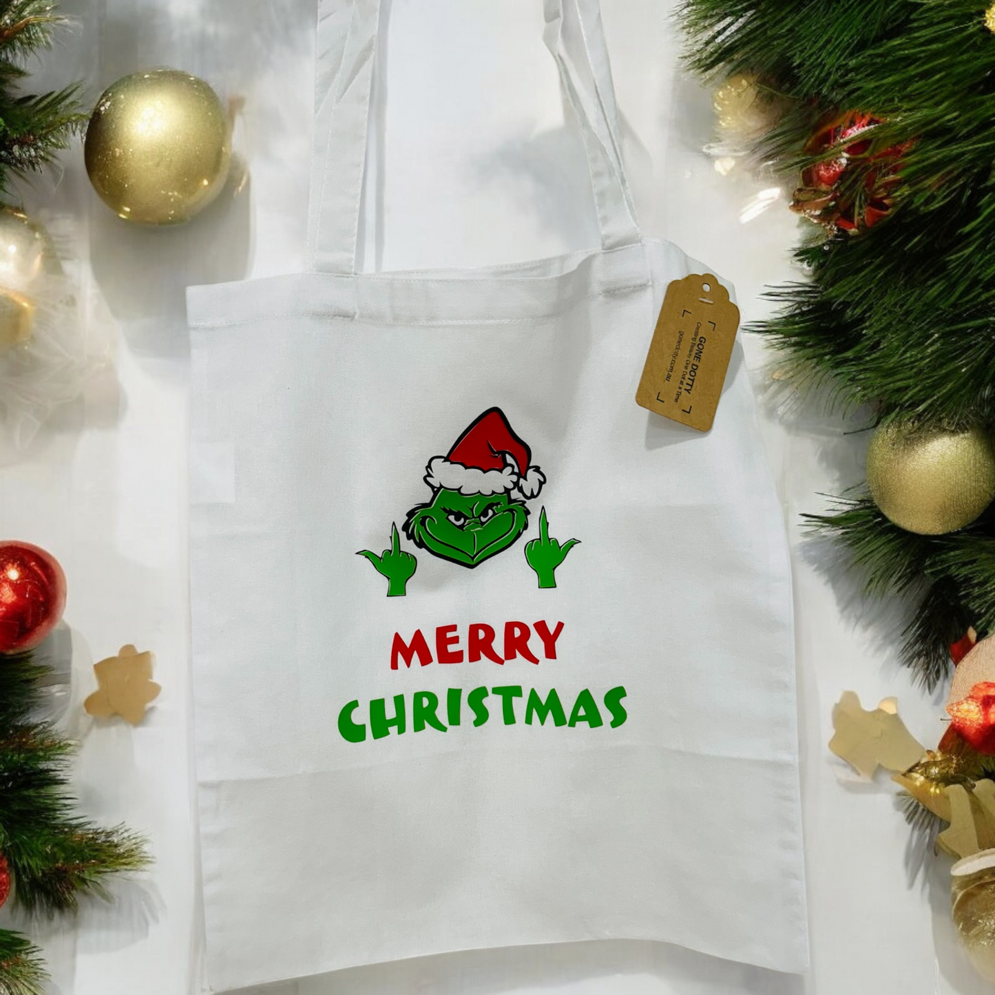 Grinch Tote Bag, Christmas Gift Bag, Tote Bag