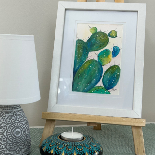50% OFF!!! Cactus Watercolour in Greens & Blues