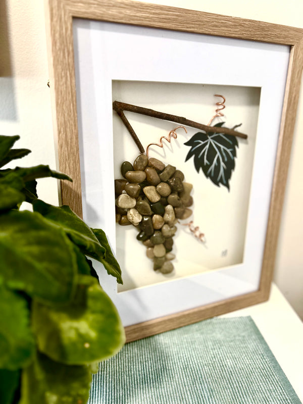50% OFF!!! 'After the Rain' - Pebble Painting Grapes with Copper Tendrils