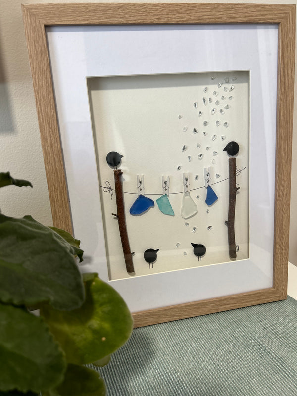 50% OFF!!! 'Life's Like That' - Pebble Painting with Birds & Sea Glass