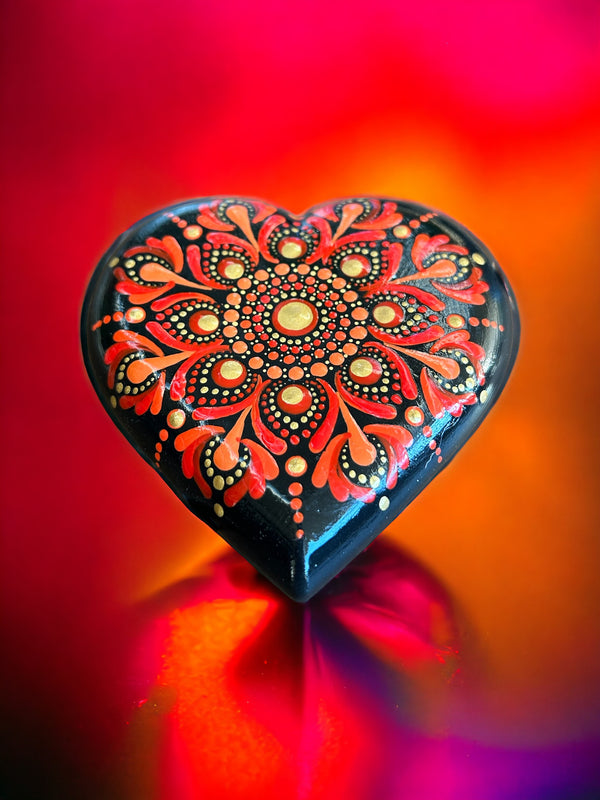 Heart Mandala Meditation Stone, Worry Stone, Home Decor