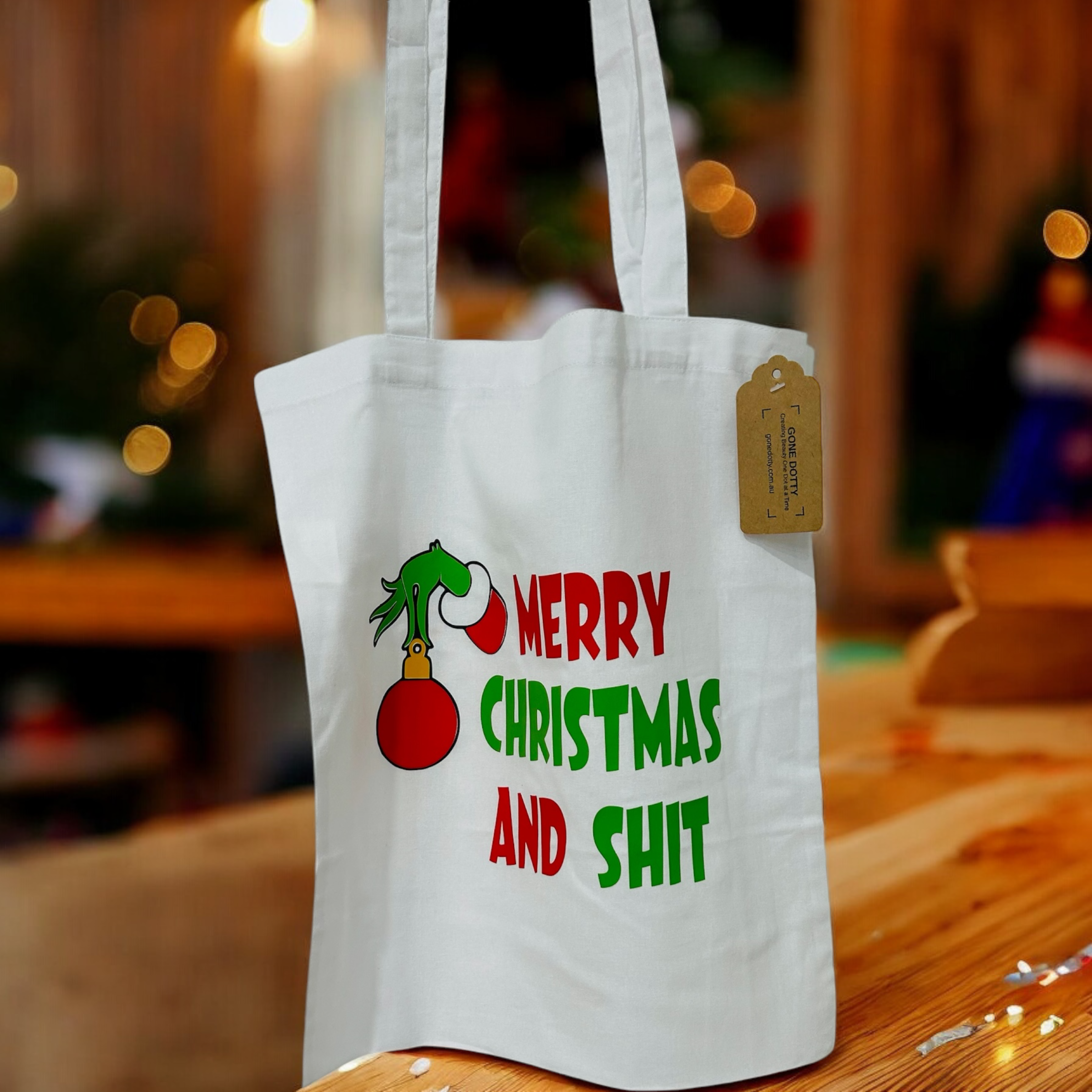 Grinch Tote Bag, Christmas Gift Bag, Tote Bag