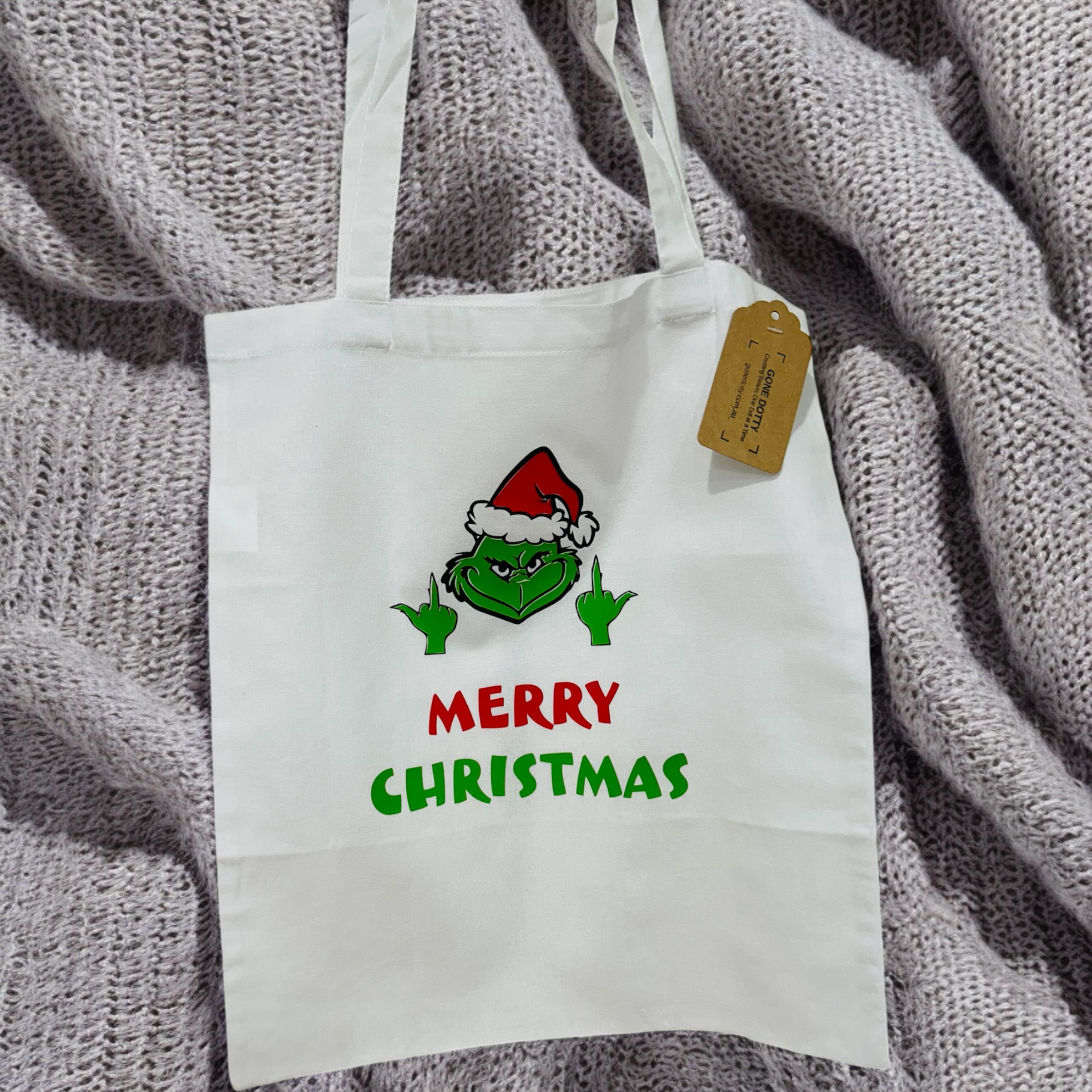 Grinch Tote Bag, Christmas Gift Bag, Tote Bag