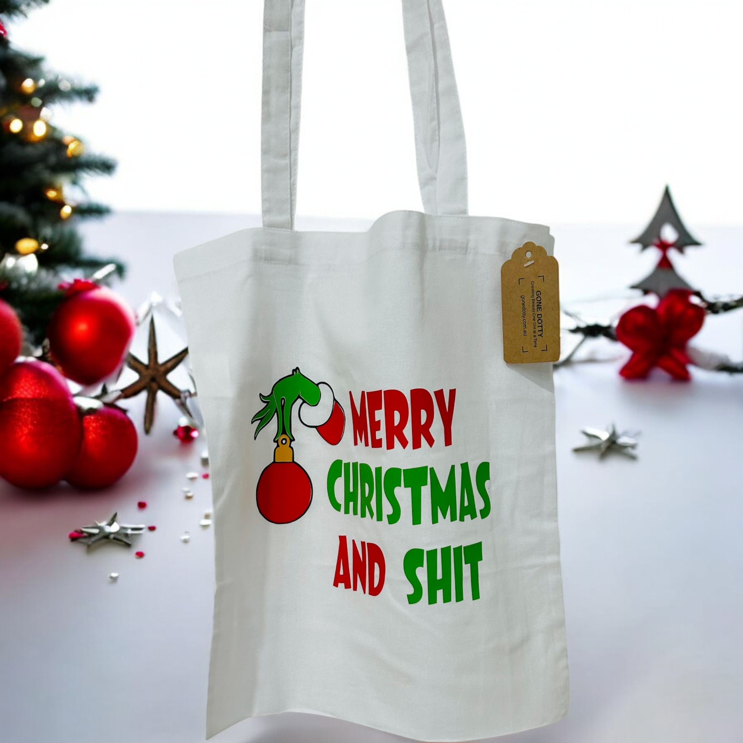 Grinch Tote Bag, Christmas Gift Bag, Tote Bag