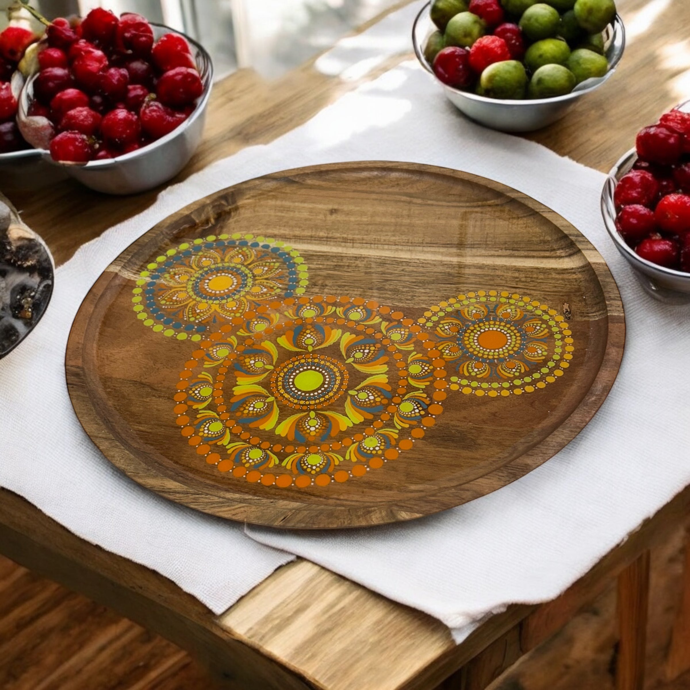 Acacia Tray, Serving Tray, Cheese Board, Round Tray