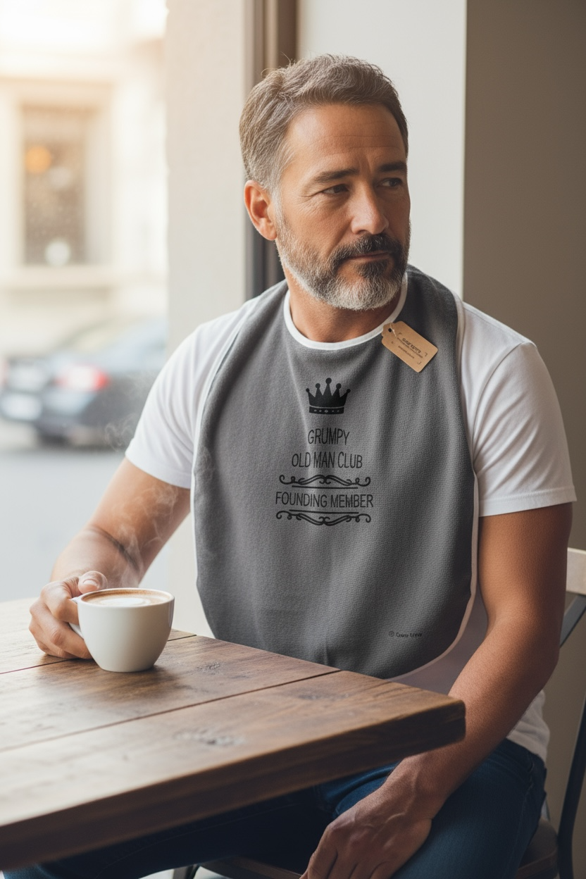 Funny Adult Bib, Adult Bib, Adult Feeder - 'Grumpy Old Man'