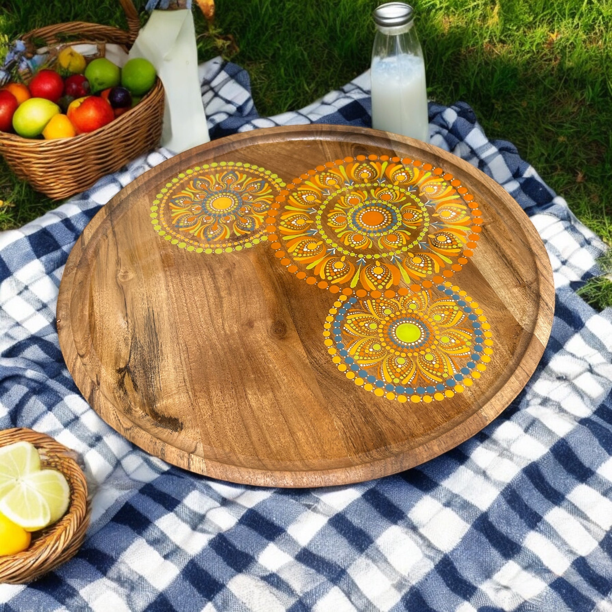 Acacia Tray, Serving Tray, Cheese Board, Round Tray