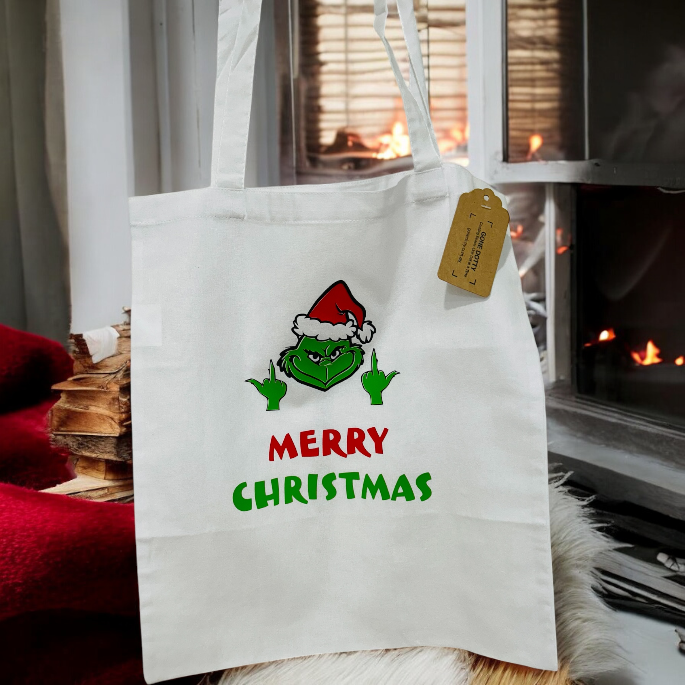 Grinch Tote Bag, Christmas Gift Bag, Tote Bag