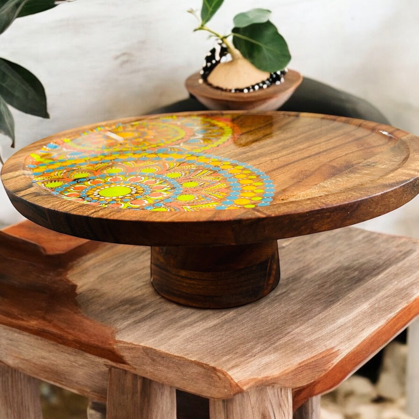 CUSTOM ORDER Acacia Wooden Cake Stand, Cupcake Stand, Exclusive Home Decor, Wooden Serving Tray, Food Serving Stand