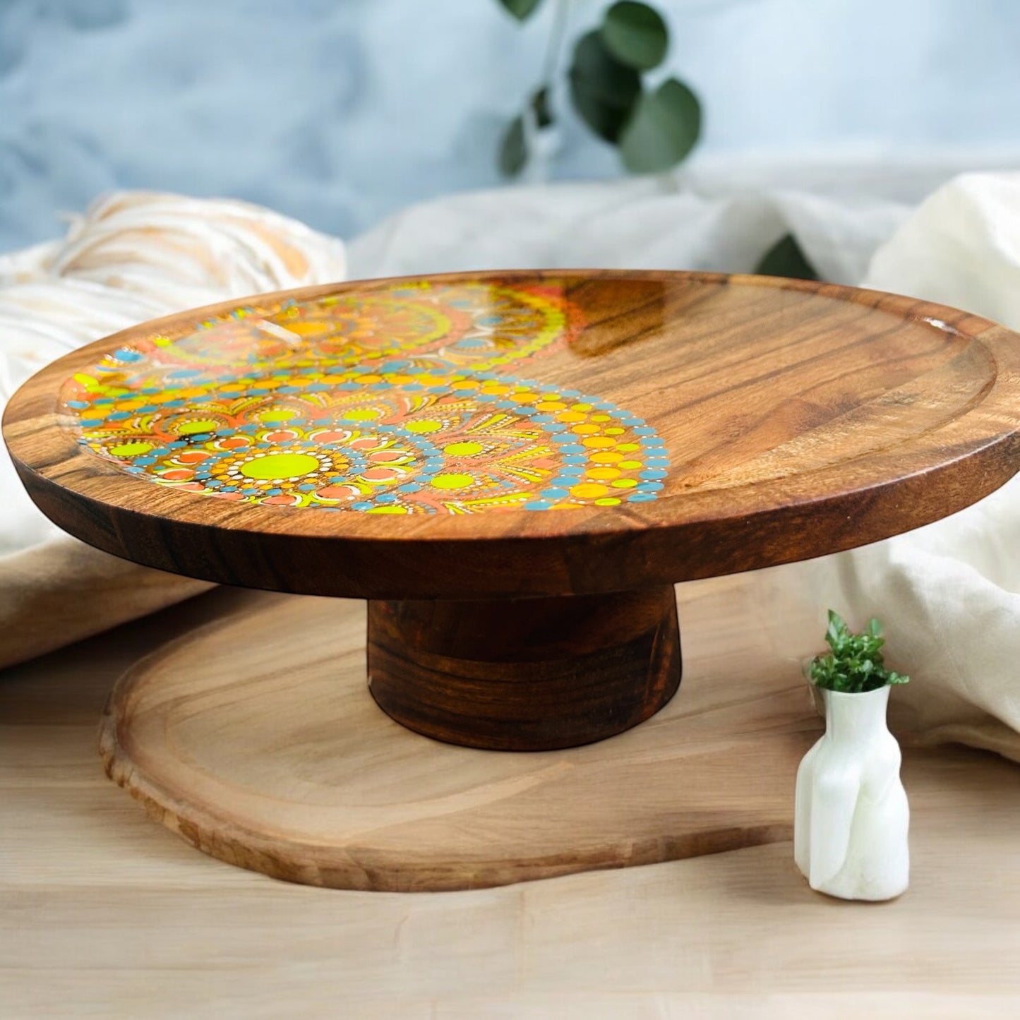 CUSTOM ORDER Acacia Wooden Cake Stand, Cupcake Stand, Exclusive Home Decor, Wooden Serving Tray, Food Serving Stand