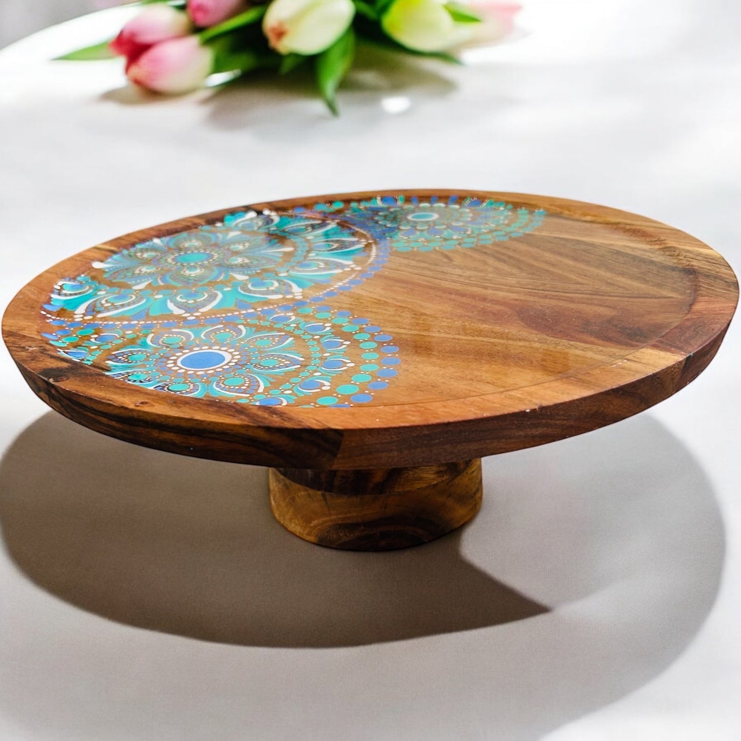 CUSTOM ORDER Acacia Wooden Cake Stand, Cupcake Stand, Exclusive Home Decor, Wooden Serving Tray, Food Serving Stand