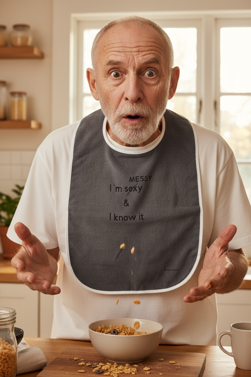 Funny Adult Bib, Adult Bib, Adult Feeder - 'Messy & I Know It'