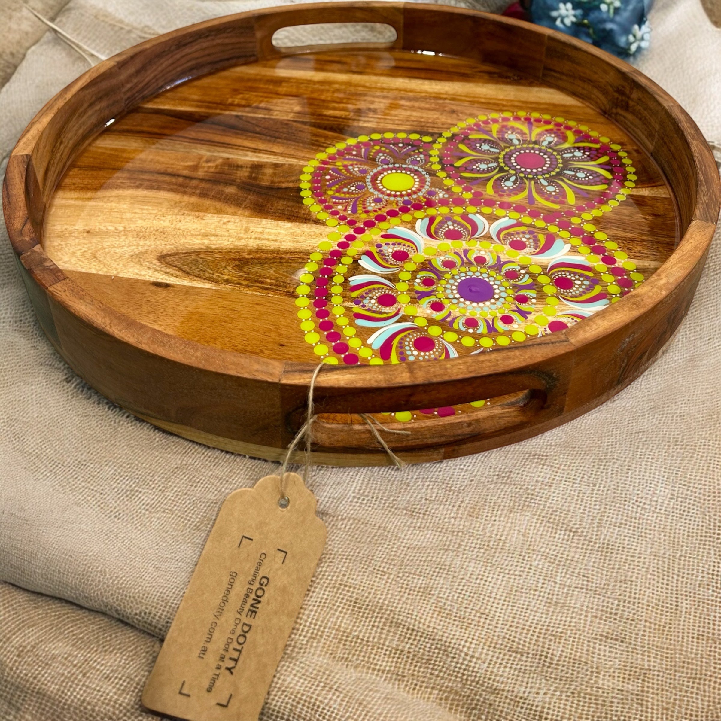 Acacia Wooden Serving Tray, Exclusive Home Decor, Wooden Serving Tray, Drink Serving Tray