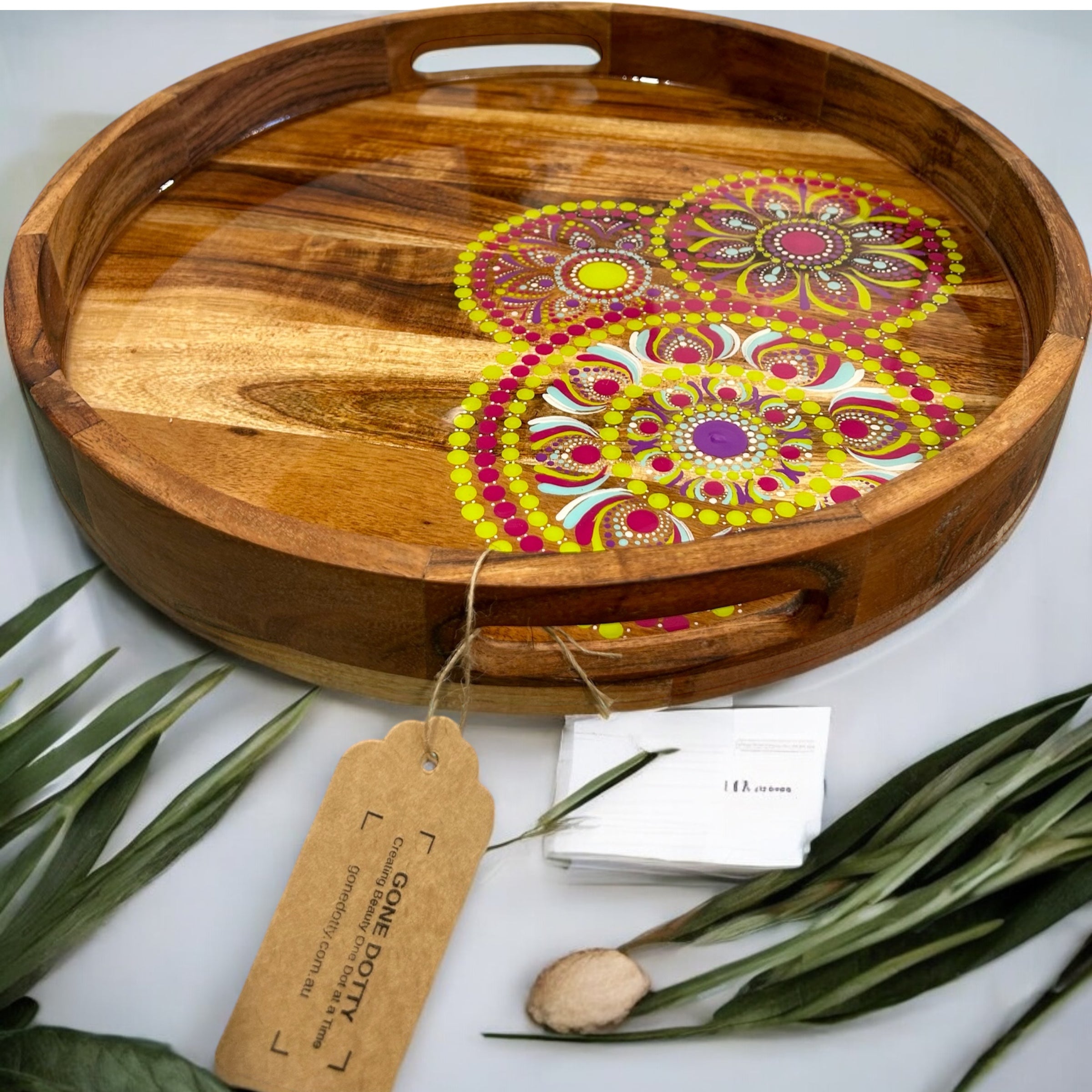 Acacia Wooden Serving Tray, Exclusive Home Decor, Wooden Serving Tray, Drink Serving Tray