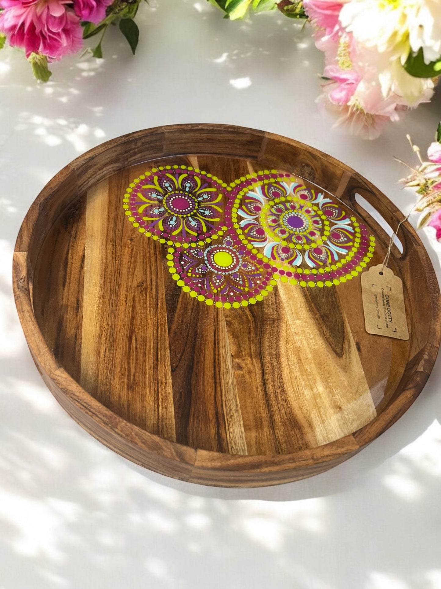 Acacia Wooden Serving Tray, Exclusive Home Decor, Wooden Serving Tray, Drink Serving Tray