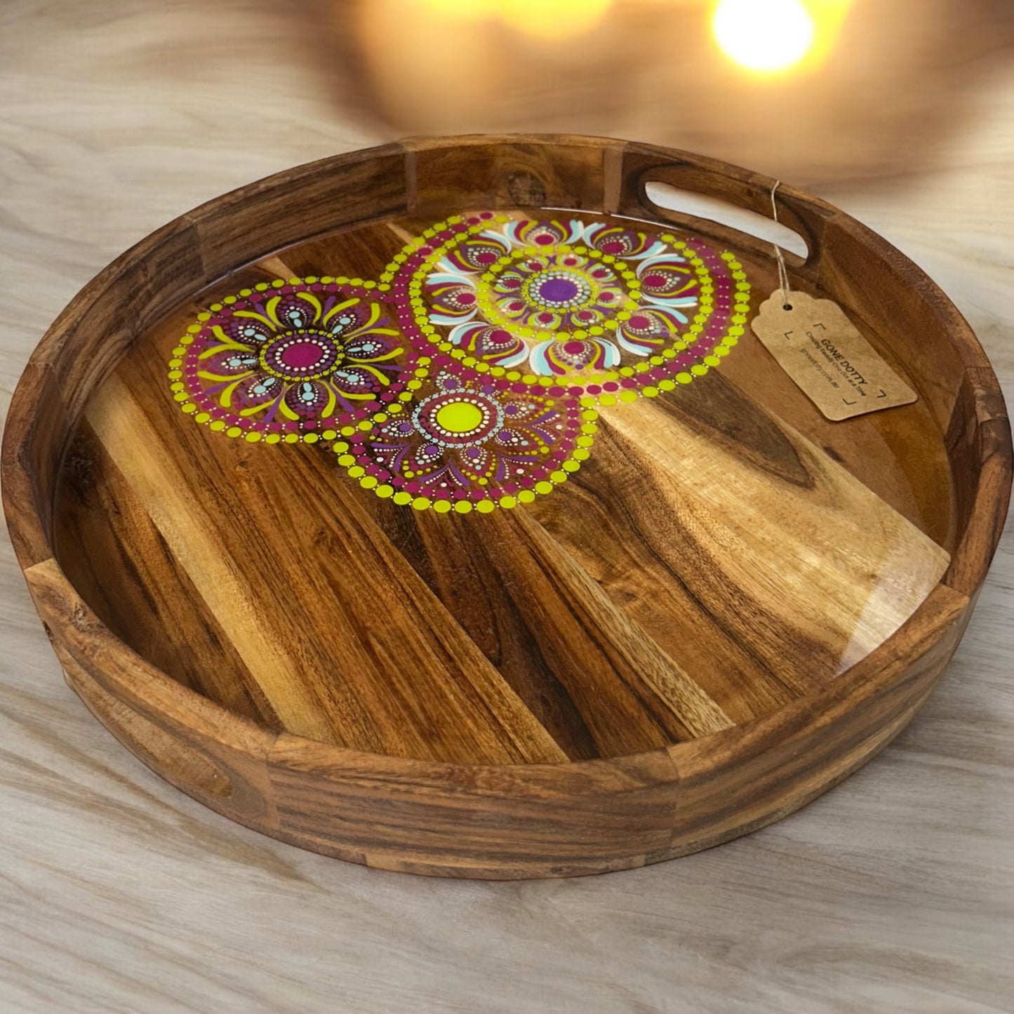 Acacia Wooden Serving Tray, Exclusive Home Decor, Wooden Serving Tray, Drink Serving Tray