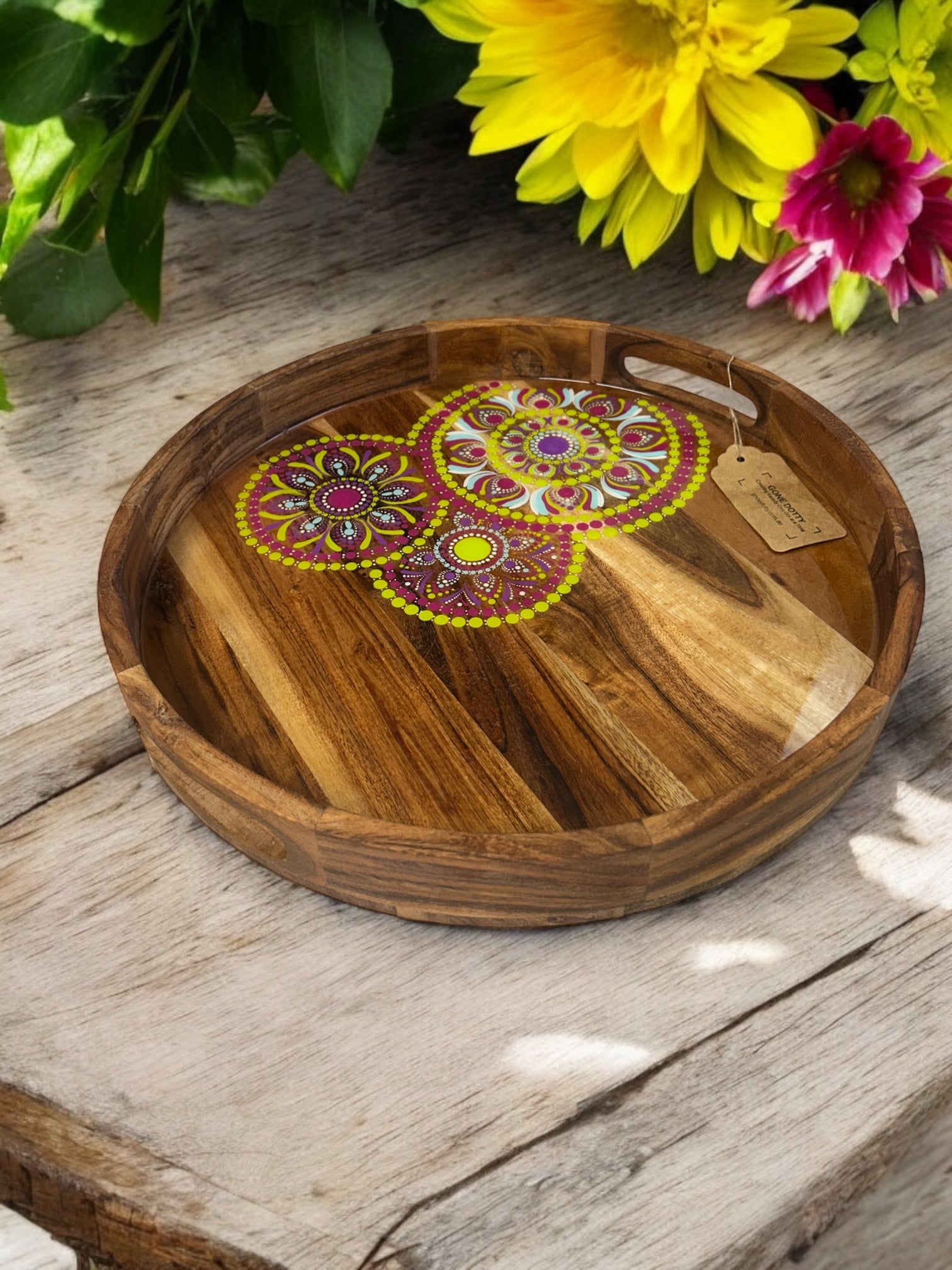 Acacia Wooden Serving Tray, Exclusive Home Decor, Wooden Serving Tray, Drink Serving Tray