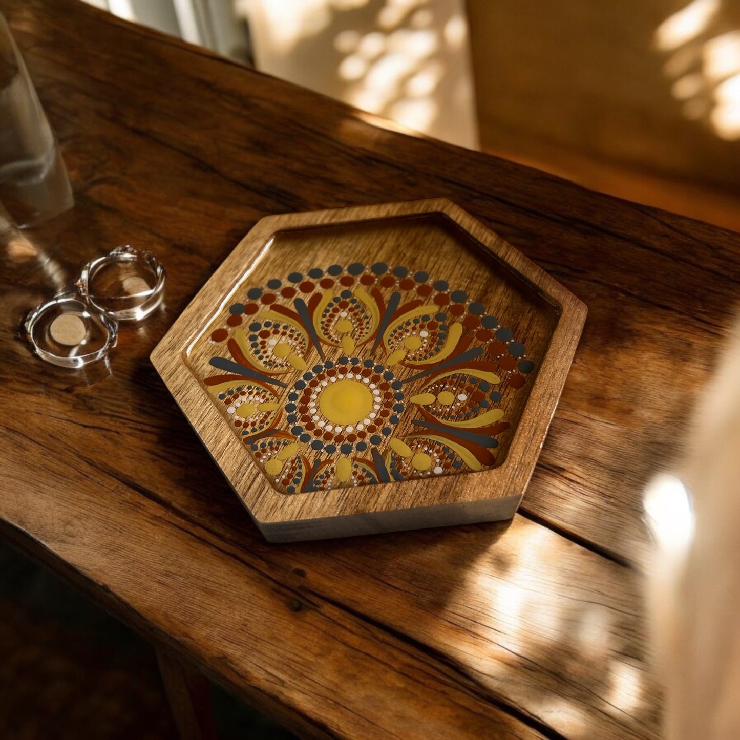 Rustic Wood Jewellery Tray, Trinket Dish, Drink Coaster, Coffee Coaster