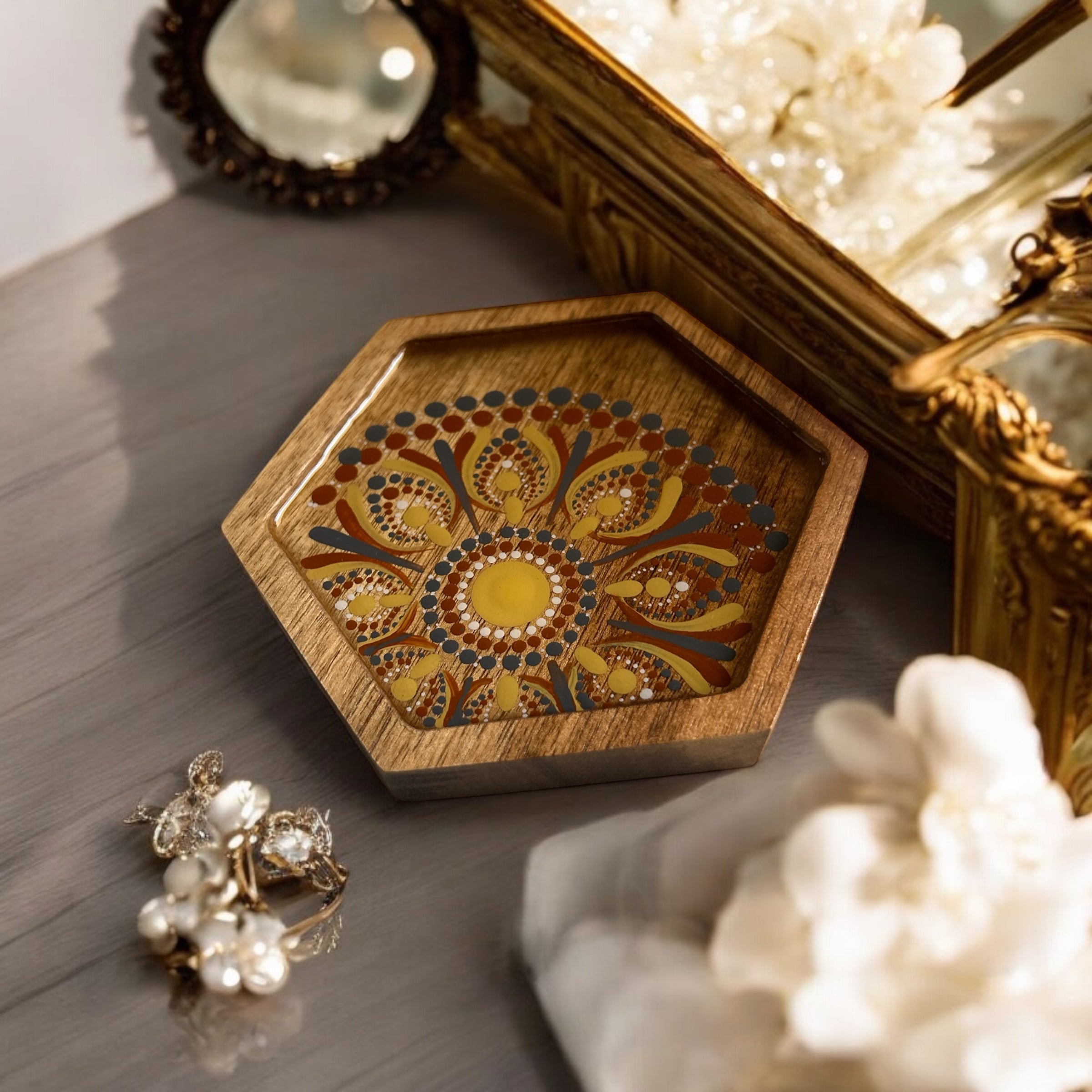 Rustic Wood Jewellery Tray, Trinket Dish, Drink Coaster, Coffee Coaster