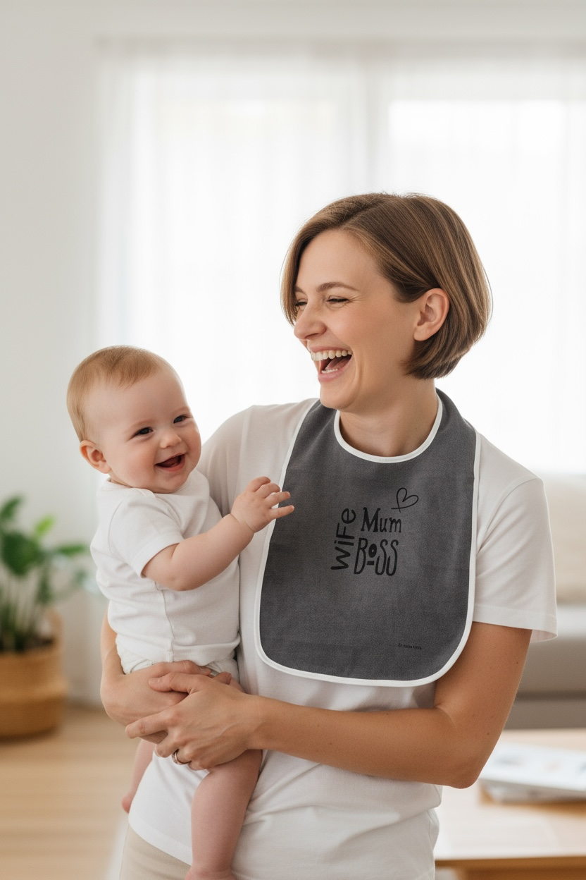 Funny Adult Bib, Adult Bib, Adult Feeder - 'Wife/Mum/Boss'