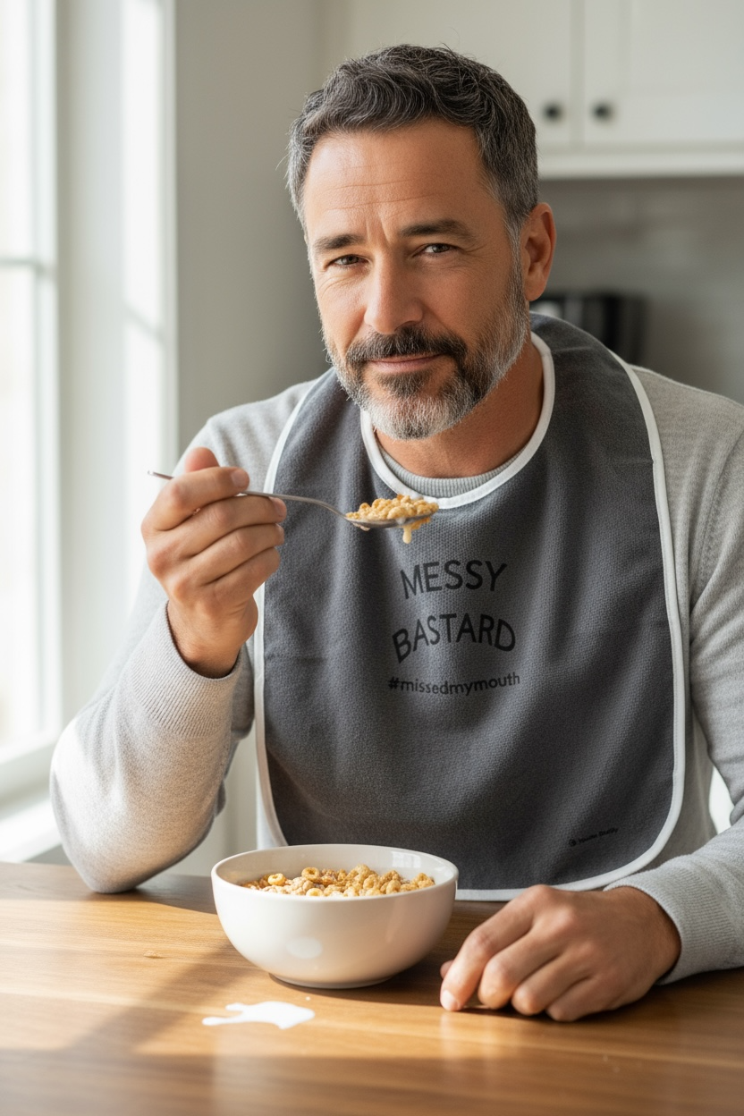 Funny Adult Bib, Adult Bib, Adult Feeder - 'Messy Bastard'