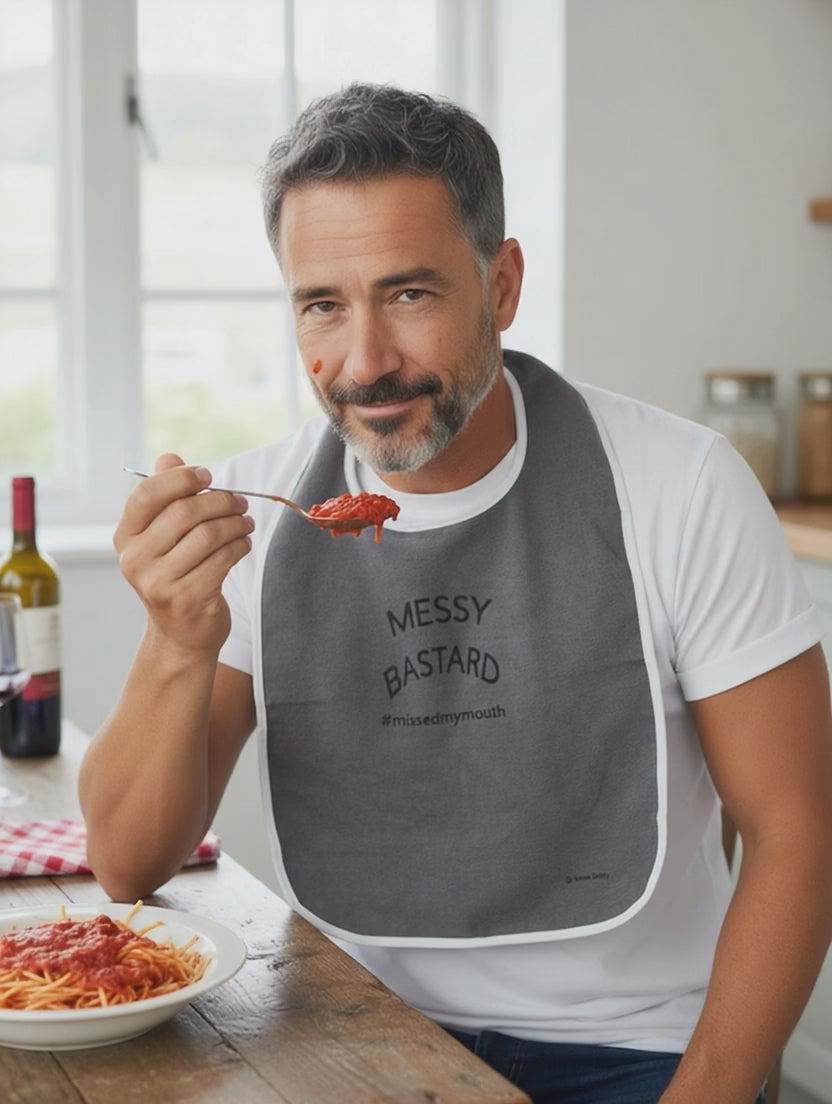 Funny Adult Bib, Adult Bib, Adult Feeder - 'Messy Bastard'