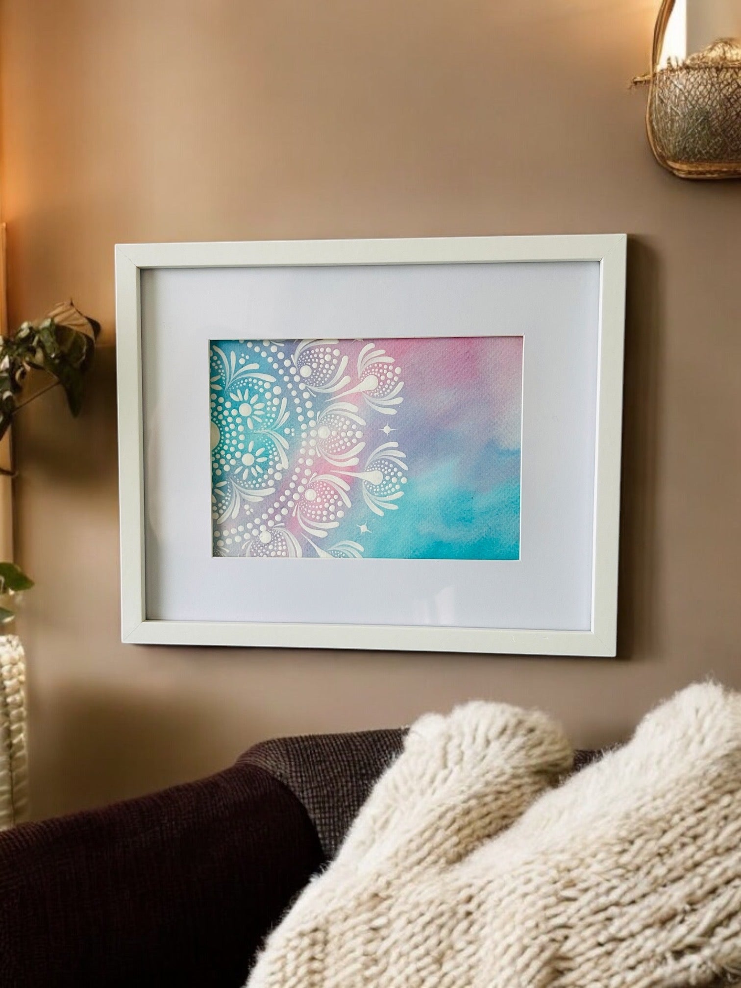 Watercolour Mandala, Framed Watercolour, Framed Wall Art, Wall Art, Unique Home Decor